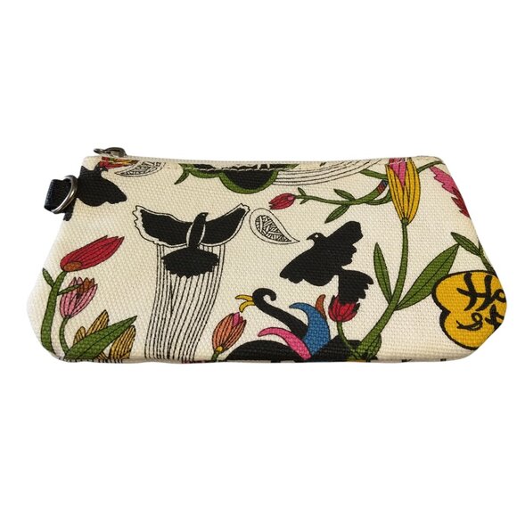 Sakroots Make Up Cosmetic Bag Pouch Peace Floral Birds Canvas Travel Colorful - Picture 1 of 4
